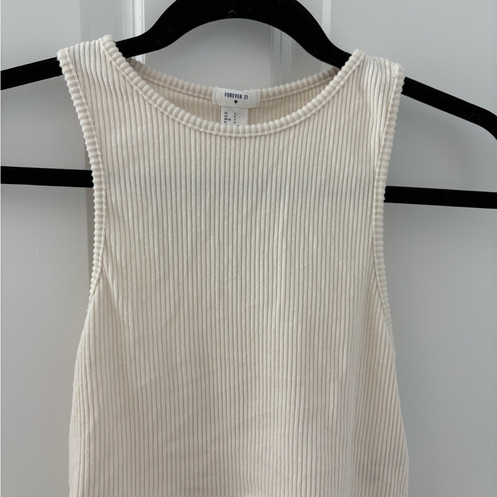 Forever 21 Cream Ribbed Tank Top